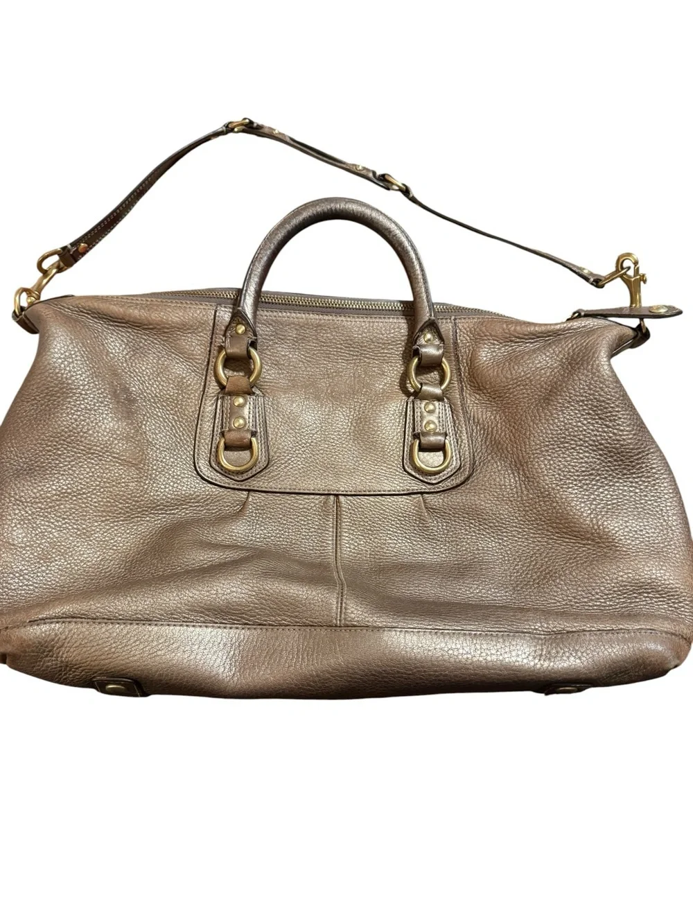 Coach Bronze Leather Shoulder Handbag with Gold Hardware - Picture 3 of 13